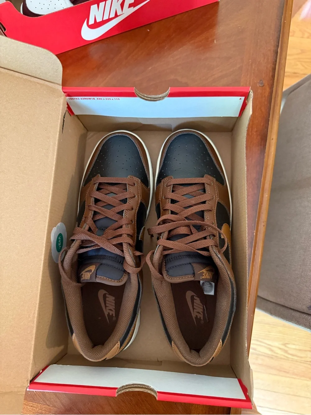Nike Men’s Brown and Black Low-Top Sneakers with Tan Swoosh
